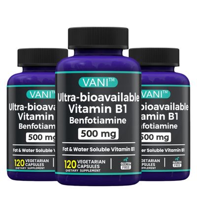 2 in 1 Enhanced Formula: Vitamin B1 with Benfotiamine 500mg, Fat Soluable Supplement of Vitamin B-1, 500 mg - 120 Capsules (3)