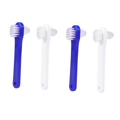 Didiseaon 4pcs Dual-Head Denture Cleaning Brush Set Soft Bristles for False Teeth Care Easy to Use for Seniors and Daily Oral Hygiene