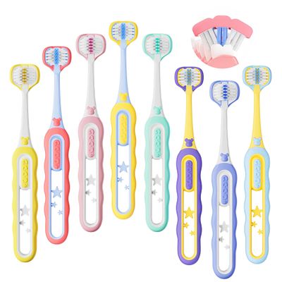 PANIMOSI Toddler Toothbrush 8 Pack, Soft Baby Toothbrush Efficient 3 Sided Kids Tooth Brush for Ages 1-12 Years, Infant Training Tooth Brush Complete Tooth and Gum Care, Easy to Grip(Patent)