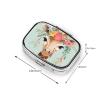 Giraffe with Floral Pill Box 2 Compartment, Small Pill Box for Purse & Pocket, Metal Pill Case with Mirror, Travel Daily Pill Organizer, Portable Medicine Vitamin Holder Unique Gift view 4