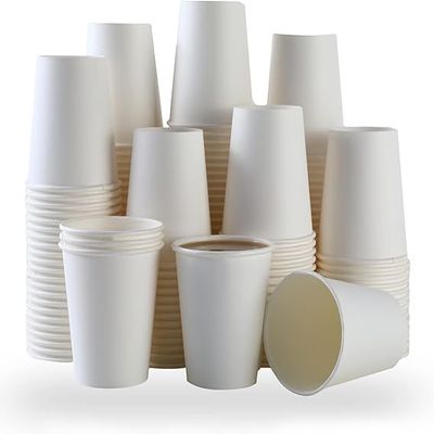 100 Park Disposable - Bulk 8 Oz Paper Cups Leak-Free Food Safe Disposable Coffee Cups, Hot Paper Coffee Cups 8oz, White Paper Cups for Cold and Drinks