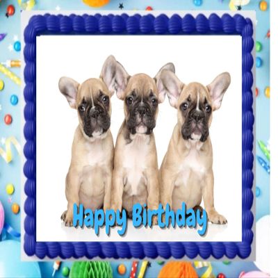 French Bulldog Puppy Edible Image Edible Cake Topper Frosting Sheet Icing Paper Birthday Cake Decoration Edible Cake Sticker Decal #5