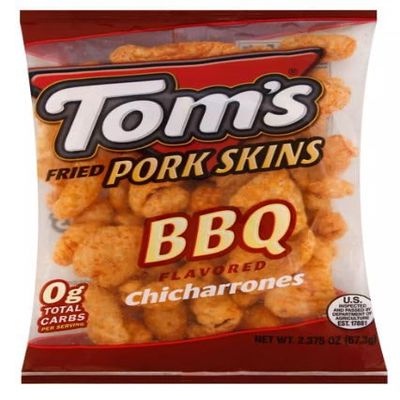 Lyons Protein Source | Fried Pork Skins by Tom's, 2.37 Oz | Hungry Sized Bags | (BBQ, 3 Pack)