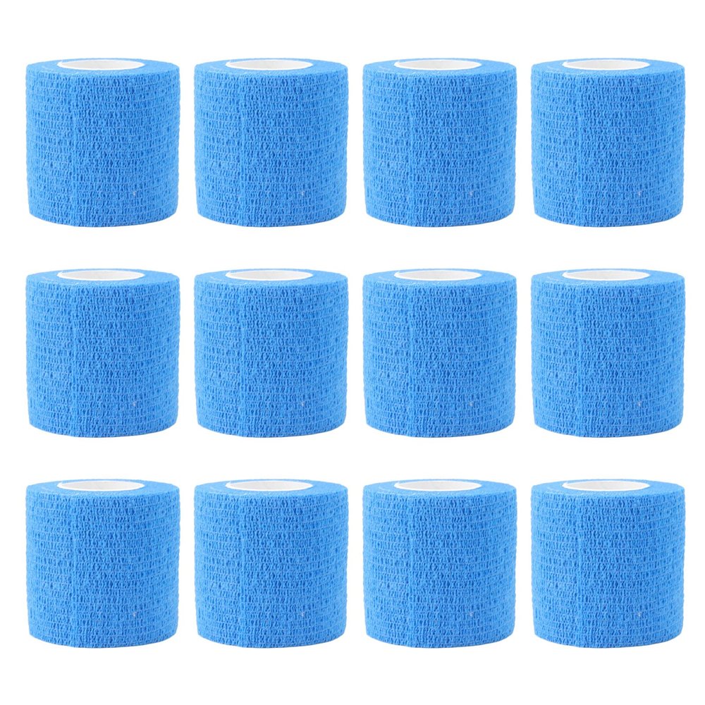 12 Pack 4.5m Self Adhesive Bandage Wrap, Elastic Cohesive Bandage Wrap Color Athletic Tape, Vet Wrap, Ankle Tape, Self Adherent Wraps for Sports, Wrist, Ankle and Swelling (Blue)