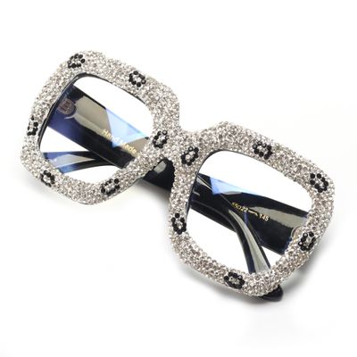 bullabulling Rhinestone Ladies Reading Glasses Stylish Frame - Oversized Square Bling Design Reader Eyeglasses for Women L05 (white, 4.0, x)