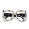 bullabulling Rhinestone Ladies Reading Glasses Stylish Frame - Oversized Square Bling Design Reader Eyeglasses for Women L05 (white, 4.0, x) view 2