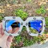 bullabulling Rhinestone Ladies Reading Glasses Stylish Frame - Oversized Square Bling Design Reader Eyeglasses for Women L05 (white, 4.0, x) view 4