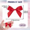 VARMDUKKE 15 PCS Mini Red Ribbon Bow Decor, Cute Small Satin Ribbon Tie Bowknots for Party, Soft Premade Tiny Bows Ribbon Accessories for DIY Crafts, Wedding, Bakery Wrapping view 2