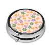 CSIVKEJ Cute Flowers Floral Print Round Pill Box 3 Compartment Decorative Pocket Purse Portable Mini Travel Medicine Tablet Vitamin Holder Organizer view 2