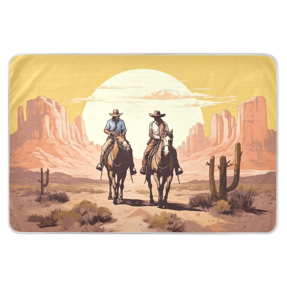 GOODOLD Washable Bed Pad for Incontinence 34" x 52" - Large Reusable Waterproof Mattress Protector with Non-Slip Back for Kids and Adults (Western Cowboy)