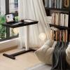 Muwuele Solid Wood Overbed Bedside Table with Wheels,Tilt Top Hospital Bed Table Adjustable Over the Bed,Rolling Bed Desk for Hospital and Home Use (Black) view 2