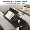 Muwuele Solid Wood Overbed Bedside Table with Wheels,Tilt Top Hospital Bed Table Adjustable Over the Bed,Rolling Bed Desk for Hospital and Home Use (Black) view 4