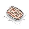 Salmon Pill Box 2 Compartment, Small Pill Box for Purse & Pocket, Metal Pill Case with Mirror, Travel Daily Pill Organizer, Portable Medicine Vitamin Holder Unique Gift view 4