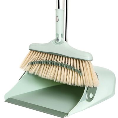 UOHLCX HBJWOV White and Folding Standing Broom Dustpan Set for Home Use with Hanging Teeth Set Sweeping Rotating Broom