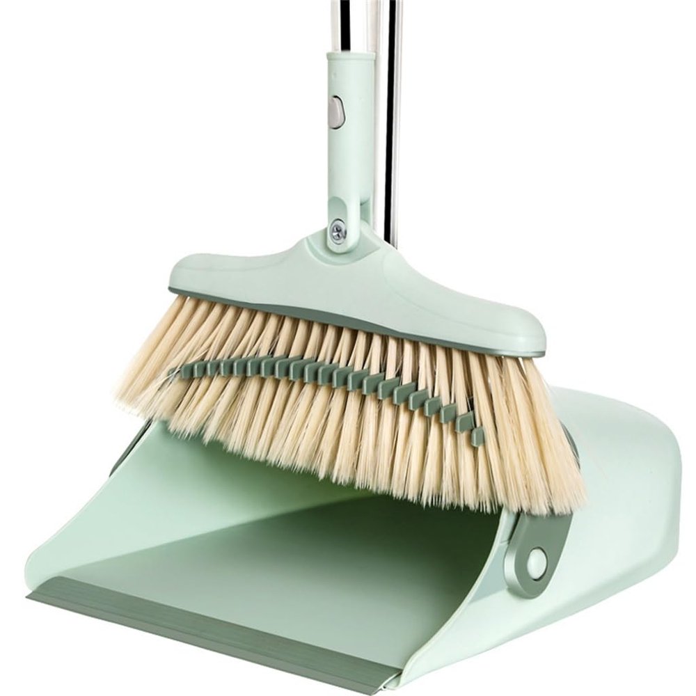 UOHLCX HBJWOV White and Folding Standing Broom Dustpan Set for Home Use with Hanging Teeth Set Sweeping Rotating Broom