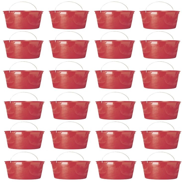 10 Quart, 2-1/2 Gallon Red Plastic Reinforced Rim Pail Bucket w Handle - Pack of (24)