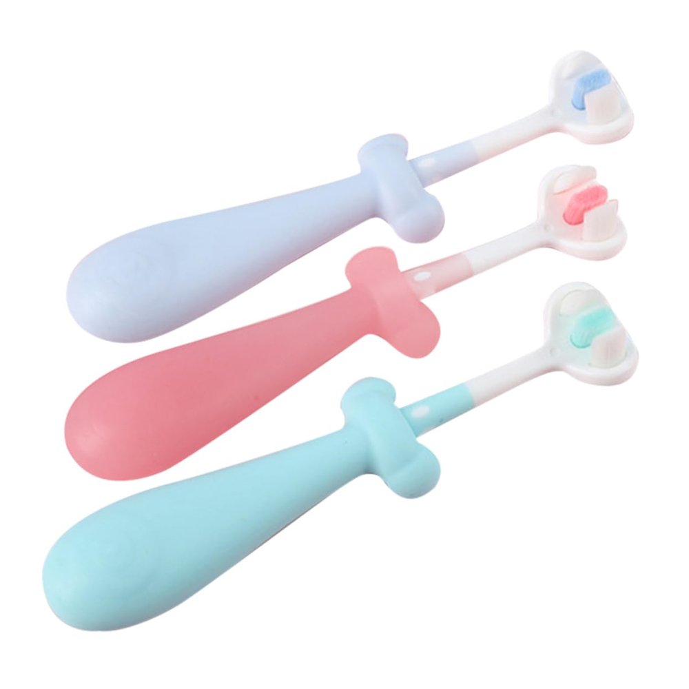 Healeved Cute Baby Toothbrush Set 3pcs Toddler Toothbrush Soft Bristles Non-Slip Handle for Boys and Girls Oral Care for Children 1-5 Years