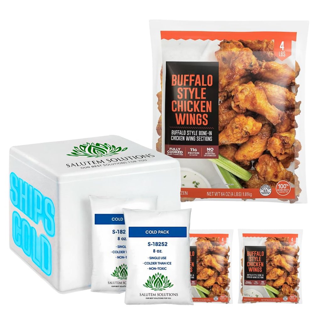 Salutem Vita - Bone-In Buffalo Style Chicken Wings, 4 lbs. (actual weight may vary within 5%) - Pack of 3