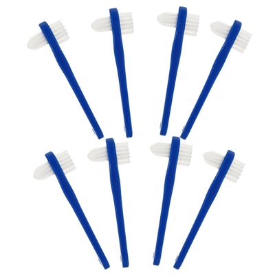 Hoement 8pcs Denture Toothbrush Soft Double-sided Portable Mini Dental Cleaning Tools Cushion Grip for Braces Retainer Oral Care