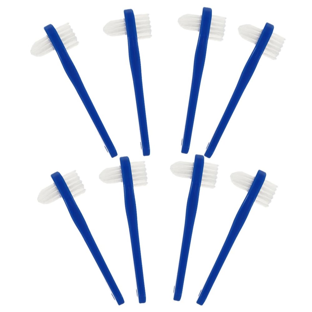 Hoement 8pcs Denture Toothbrush Soft Double-sided Portable Mini Dental Cleaning Tools Cushion Grip for Braces Retainer Oral Care