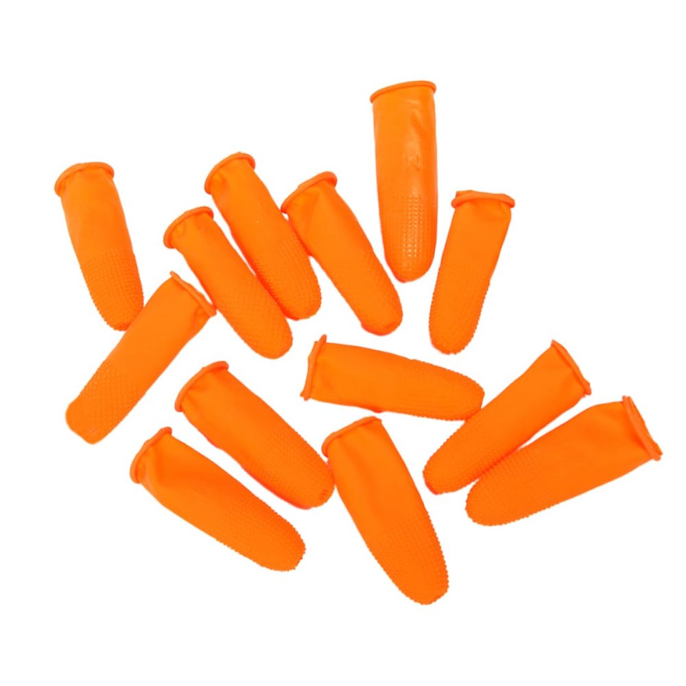 1set Disposable Latex Finger -Skid Protective Cover s Orange for Electronics Painting and Nail Art Use Flexible and Convenient