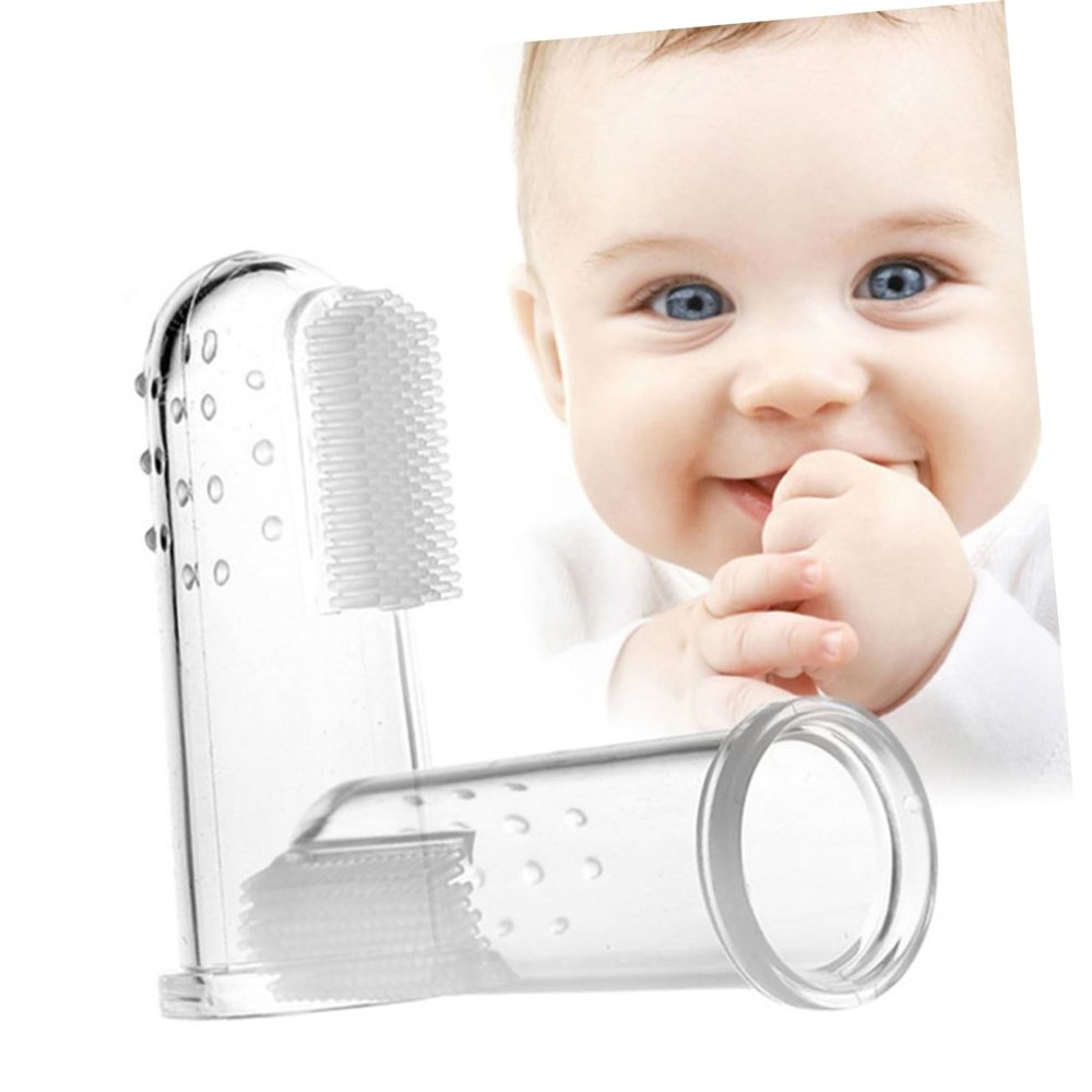 COLLBATH 2pcs Boy Girl Finger Brush Boys and Girls Teether Toothbrush Soft Oral Massager for Gums Cleaning