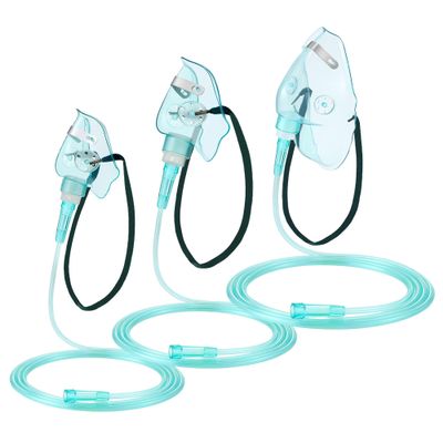 Geiserailie 3PCS S/M/L Size Oxygen Mask for Adult with 6.6 Ft Tubing and Adjustable Elastic Strap, Adult Oxygen Mask with Tubing for Connecting
