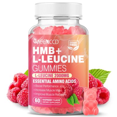 MEENCCD HMB and L-Leucine Gummies, HMB and Leucine Amino Acid for Muscle Growth, Muscle Maintenance, and Muscle Comfort, for Men & Women, Sugar-Free, Raspberry Flavor, 60 Count