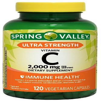 Spring Valley Ultra Strength Vitamin C Vegetarian Capsules Dietary Supplement, 2,000 mg, 120 Count + Daily Supplement Tracker Sticker