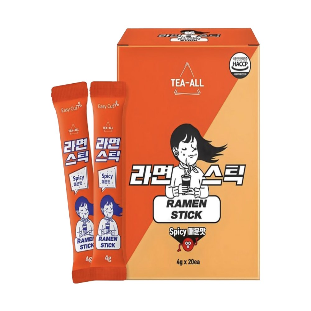 Korean Ramen Soup Powder Sticks, Spicy Flavor, 1 Box, 20 Sticks per Box, 4g Each, Instant Ramen Broth Packets for Easy Cooking, Camping & Travel Just Add Hot Water for Ramen Taste