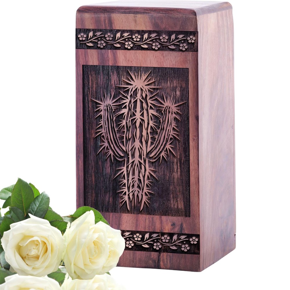 YATSKIA Desert Cactus urn for Ashes Adult - Urns for Human Ashes - Funeral Urns for Adult Ashes Men - Urns - Urns for Women - Cremation Urns for Men - Memorial Urn - (8 Inch Urn)