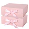 LFBOX Pink Gift Box with Ribbon Magnetic Lids 10.2x9x3.74 in, Christmas Gift Boxes Bridesmaid Groomsman Proposal Boxes, Wedding Storage Box 2 Pack view 1
