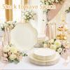 supernal 60pcs Ivory Gold Scalloped Plastic Plates, Elegant Dinnerware Set view 4