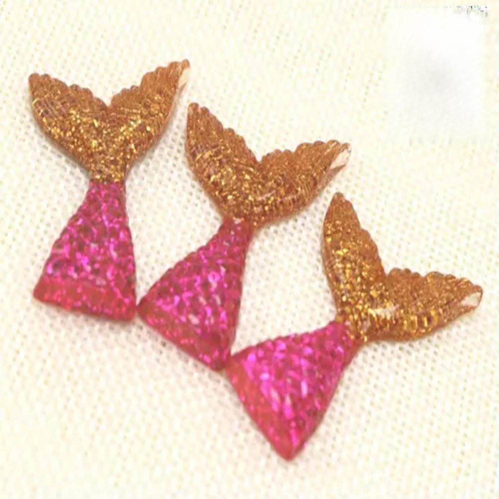 100 Flatback Resin Crystal Mermaid Fish Scale Tail Cabachons 42X28mm Wholesales-A
