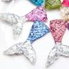 100 Flatback Resin Crystal Mermaid Fish Scale Tail Cabachons 42X28mm Wholesales-A view 3