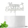 Happy Engagement Cake Topper, Just Engaged Cake Pick, Bridal Engagement Wedding Cupcake Decoration Party Supplies, Double Sided Silver Glitter view 1