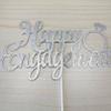 Happy Engagement Cake Topper, Just Engaged Cake Pick, Bridal Engagement Wedding Cupcake Decoration Party Supplies, Double Sided Silver Glitter view 3