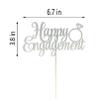 Happy Engagement Cake Topper, Just Engaged Cake Pick, Bridal Engagement Wedding Cupcake Decoration Party Supplies, Double Sided Silver Glitter view 4