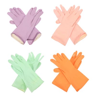 KICHOUSE 4pairs Reusable Latex Dishwashing Gloves Household Kitchen Gloves and Comfortable Lightweight and -resistant for Easy Use