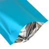 100pcs Frosted Clear Window Flat Colored Metallic Foil Resealable Zipper Seal Bags (Blue, Flat | 8oz) view 4