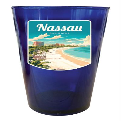 R and R Imports Nassau the Bahamas Design E Souvenir Plastic 16 oz pint Blue 4-Pack