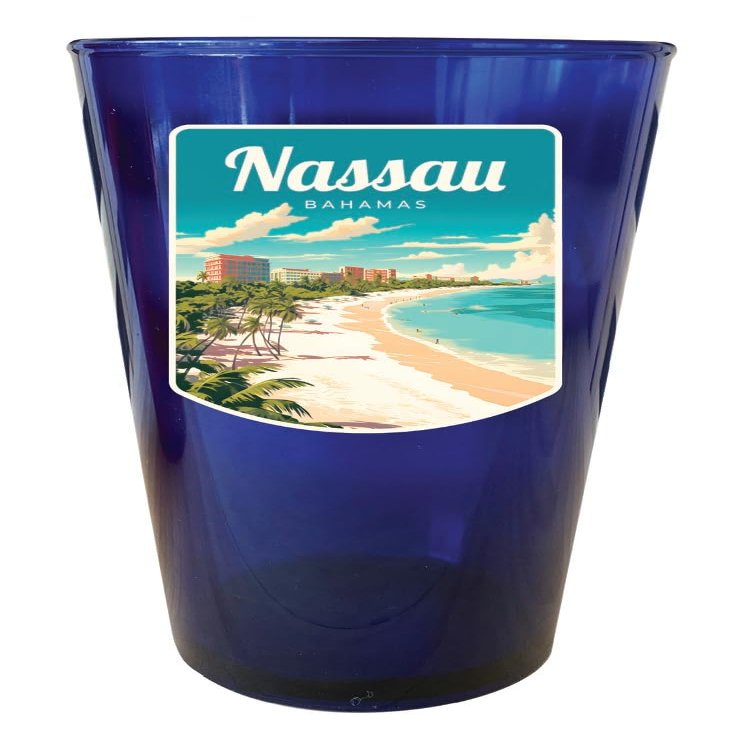 R and R Imports Nassau the Bahamas Design E Souvenir Plastic 16 oz pint Blue 4-Pack