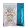 100pcs Frosted Clear Window Flat Colored Metallic Foil Resealable Zipper Seal Bags (Blue, Flat | 6oz) view 1