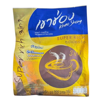 AquaNation Listing For Khao Shong Super Rich 3-in-1 Instant Coffee Mix Bold & Aromatic Thai Coffee with Creamer & Sugar Convenient Single-Serve Sachets for a Smooth & Full-Bodied Taste 25 Sticks (15g Each) Easy & Quick Brew (Pack of 1, Super