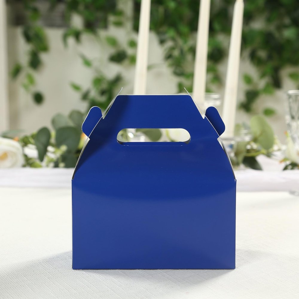 Efavormart 25 Pack Party Favor Gift Tote Gable Boxes, Royal Blue Candy Treat Boxes 6"x3.5"x7"