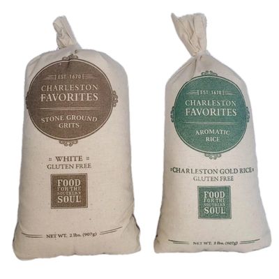 Charleston Favorites Southern Grits and Gold Rice Set, Stone Ground White Grits and Aromatic Rice, Gluten Free, 2 lbs Each