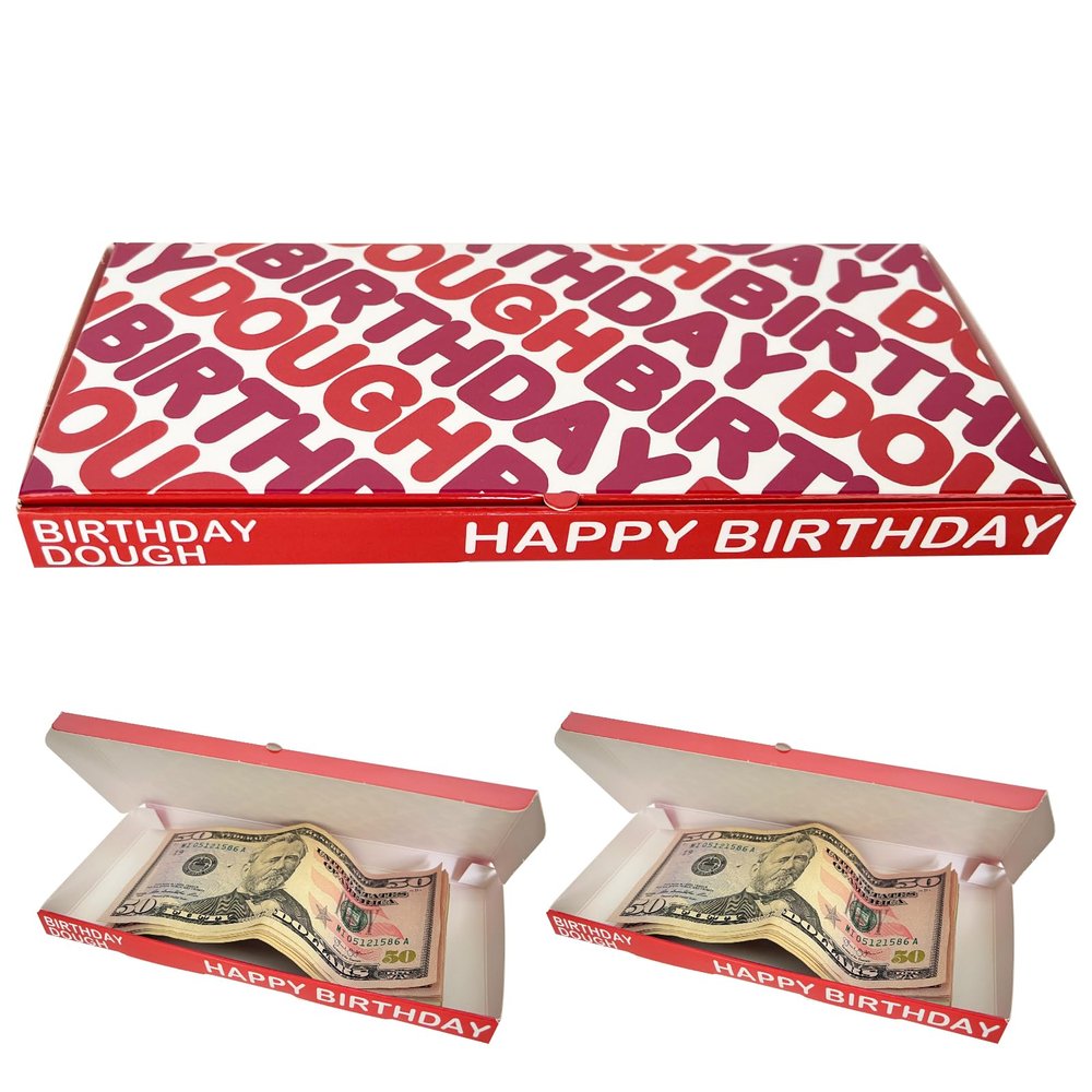 2 Pack Birthday Dough Gift Box Funny Donut-Themed Money Holder for Cash, Gift Cards, Scratch-Offs Gag Birthday Box for Teens, Men, Women Foldable Treat Style