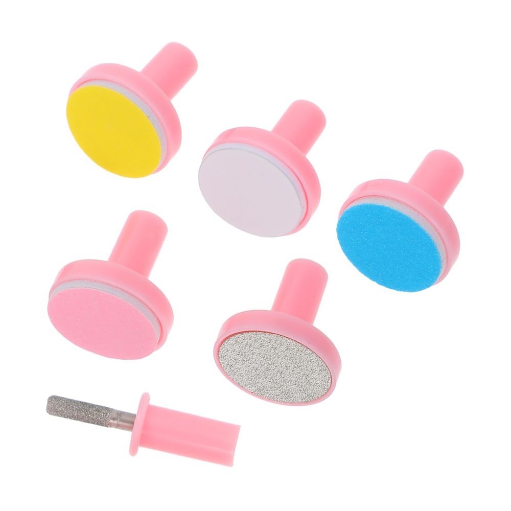 NOLITOY 6pcs Replacement Grinding Heads for Electric Nail Trimmer Gentle Nail Care for Boy Girl and Toddlers Compact and Safe Pink