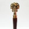 Handmade Shiny Skull Handle Victorian Designer Skeleton Wooden Walking Stick view 1