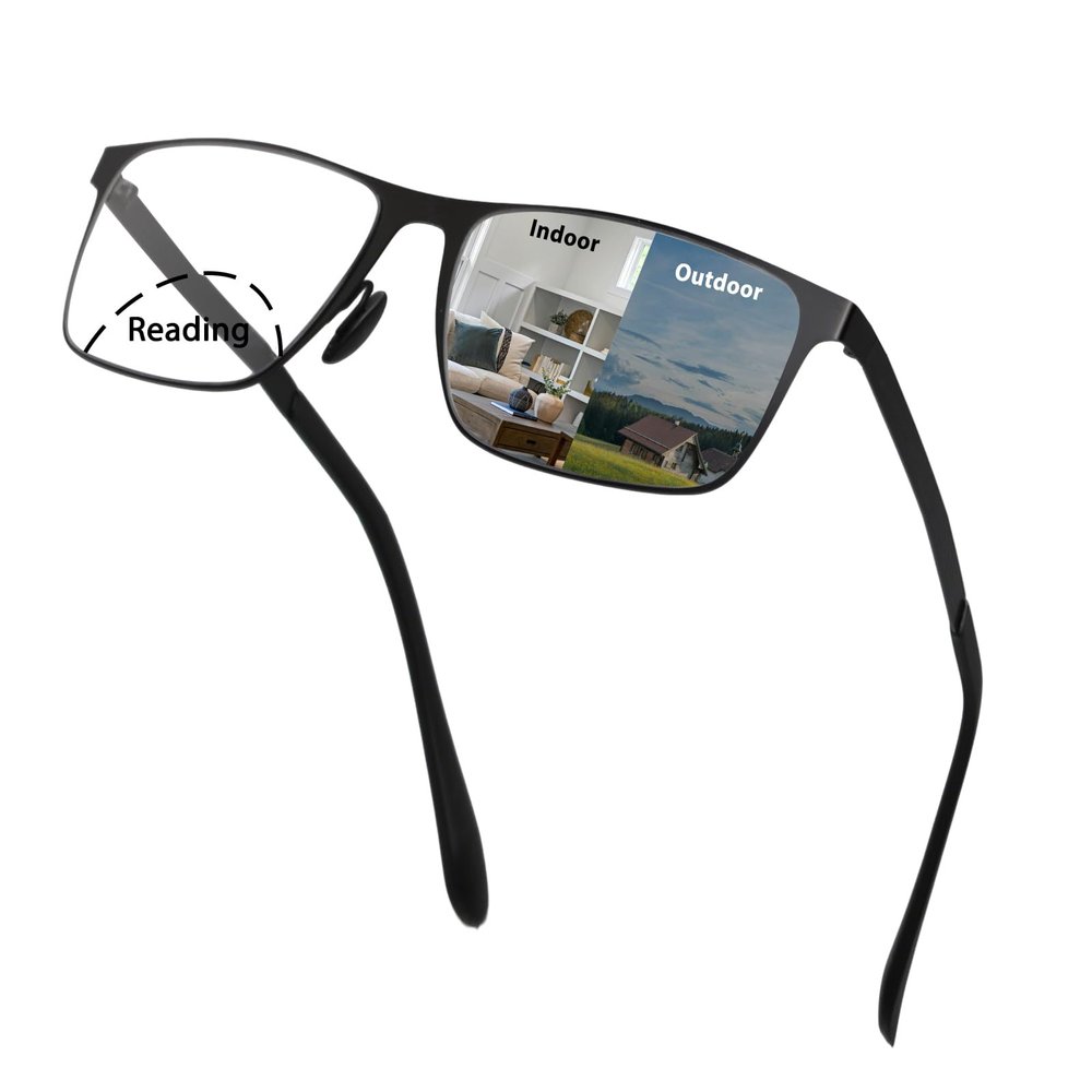 Full Frame Bifocal Photochromic Blue Light Reading Glasses for Men-1.0x